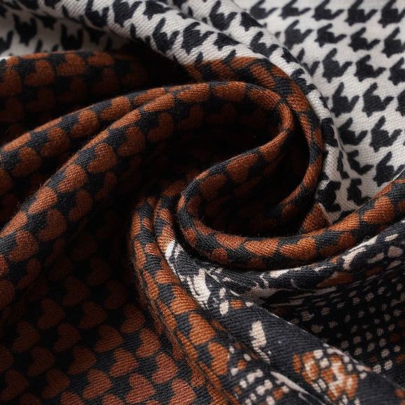 Splicing Multi Pattern Cotton & Linen Scarf (35 x 70) Brown - Picture 5 of 5